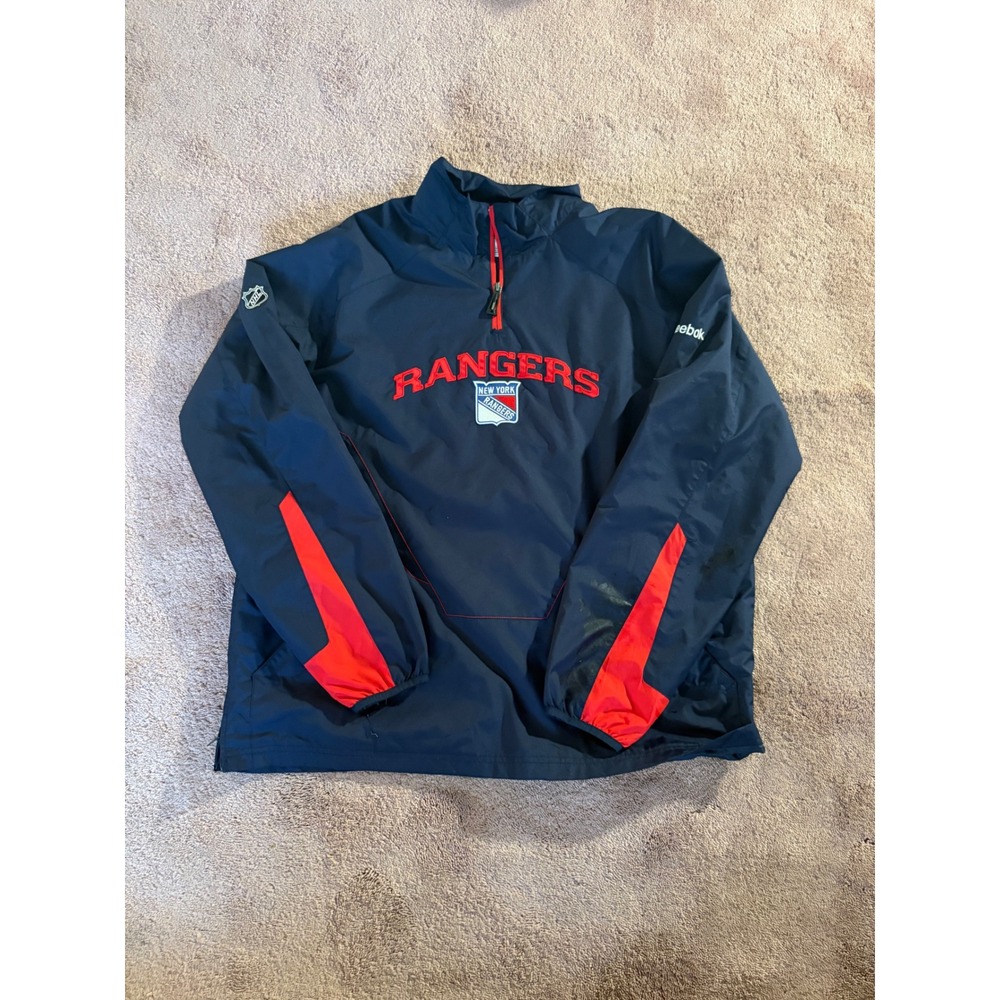 Reebok NHL New York Rangers Center Ice Quarter Zip Windbreaker Jacket Navy L